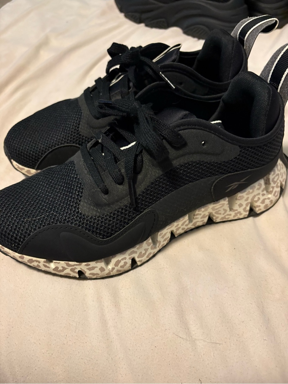 Black Reebok Athletic Sneakers with Leopard-Print Midsole NEVER WORN